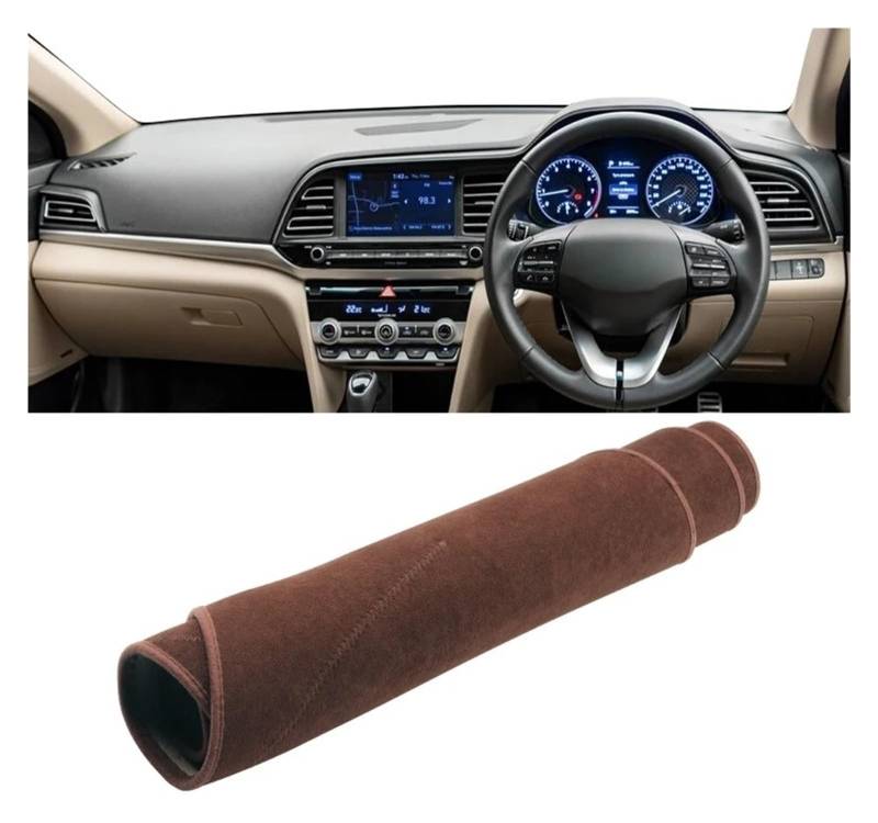 Auto-Armaturenbrett-Abdeckung Für Hyundai Für Elantra Für Avant AD 2016-2020 Auto Dashboard Abdeckung Matte Vermeiden Licht Sonnenschutz Pad Instrument Panel Teppiche(B RHD Brown) von BTHMGBAE