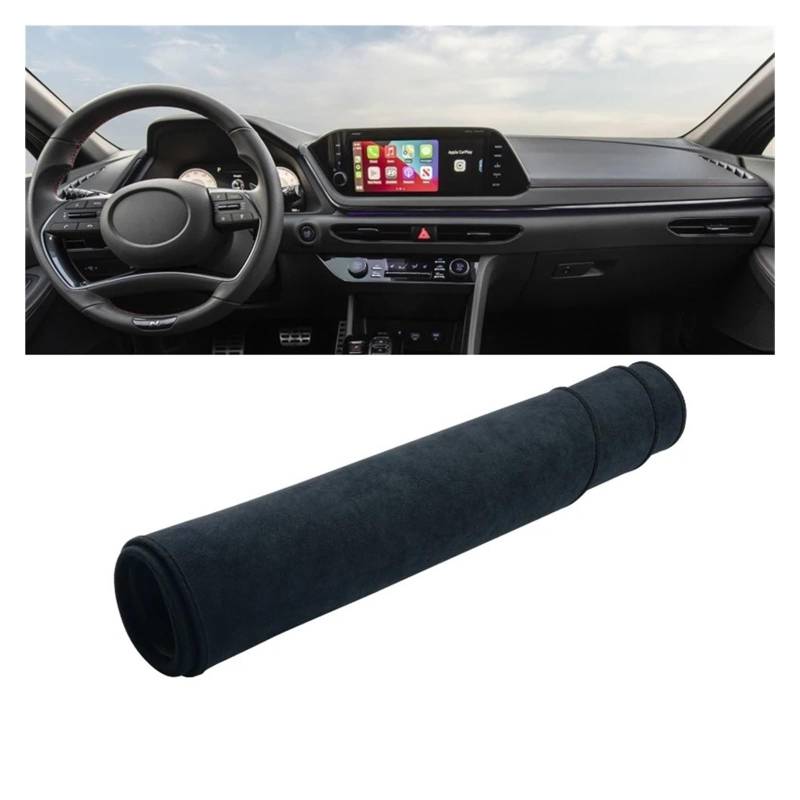 Auto-Armaturenbrett-Abdeckung Für Hyundai Für Sonata DN8 2019 2020 2021 2022 Auto Dashboard Abdeckung Dash Matte Sonnenschutz Vermeiden Licht Nicht-Slip Pad Zubehör(LHD Black) von BTHMGBAE