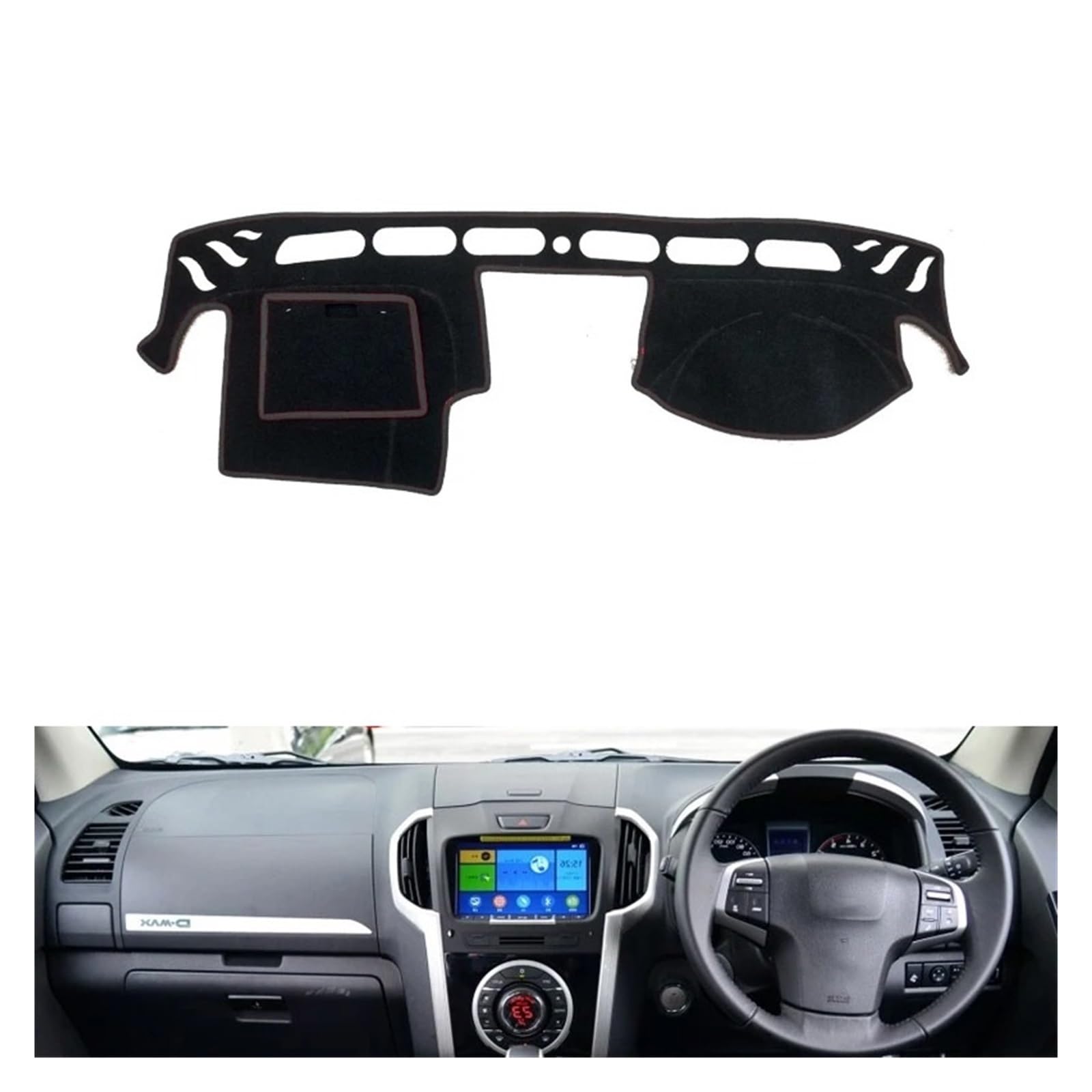 Auto-Armaturenbrett-Abdeckung Für Isuzu Für Mu-x Für D-MAX 2015-2019 Rechts Und Links Hand Stick Auto Dashboard Abdeckungen Matte Schatten Kissen Pad Teppiche Zubehör(Right Hand Drive) von BTHMGBAE