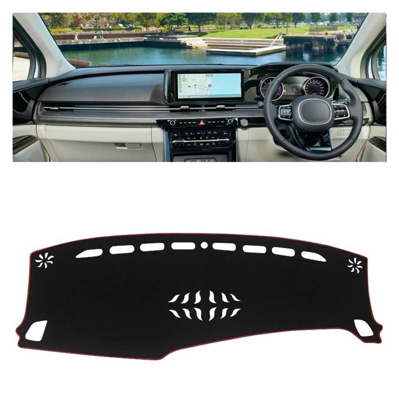 Auto-Armaturenbrett-Abdeckung Für Kia Für Sedona Für Carnival KA4 2020 2021 2022 2023 2024 Auto Dashboard Abdeckung Dash Matte Sonnenschutz Nicht-Slip Pad Zubehör(A Red Side RHD) von BTHMGBAE