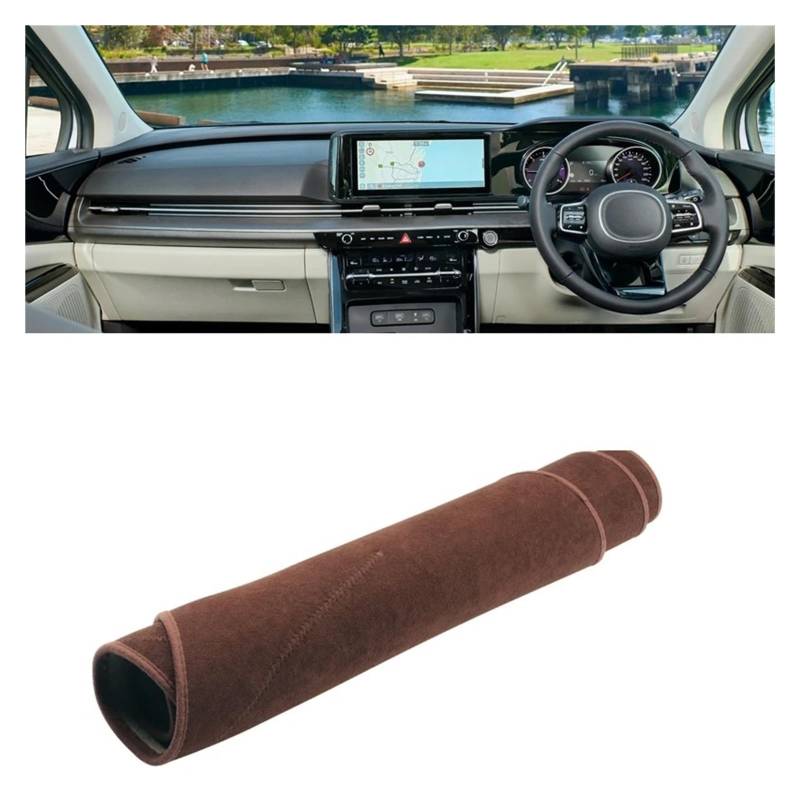 Auto-Armaturenbrett-Abdeckung Für Kia Für Sedona Für Carnival KA4 2020 2021 2022 2023 2024 Auto Dashboard Abdeckung Dash Matte Sonnenschutz Nicht-Slip Pad Zubehör(B Brown RHD) von BTHMGBAE