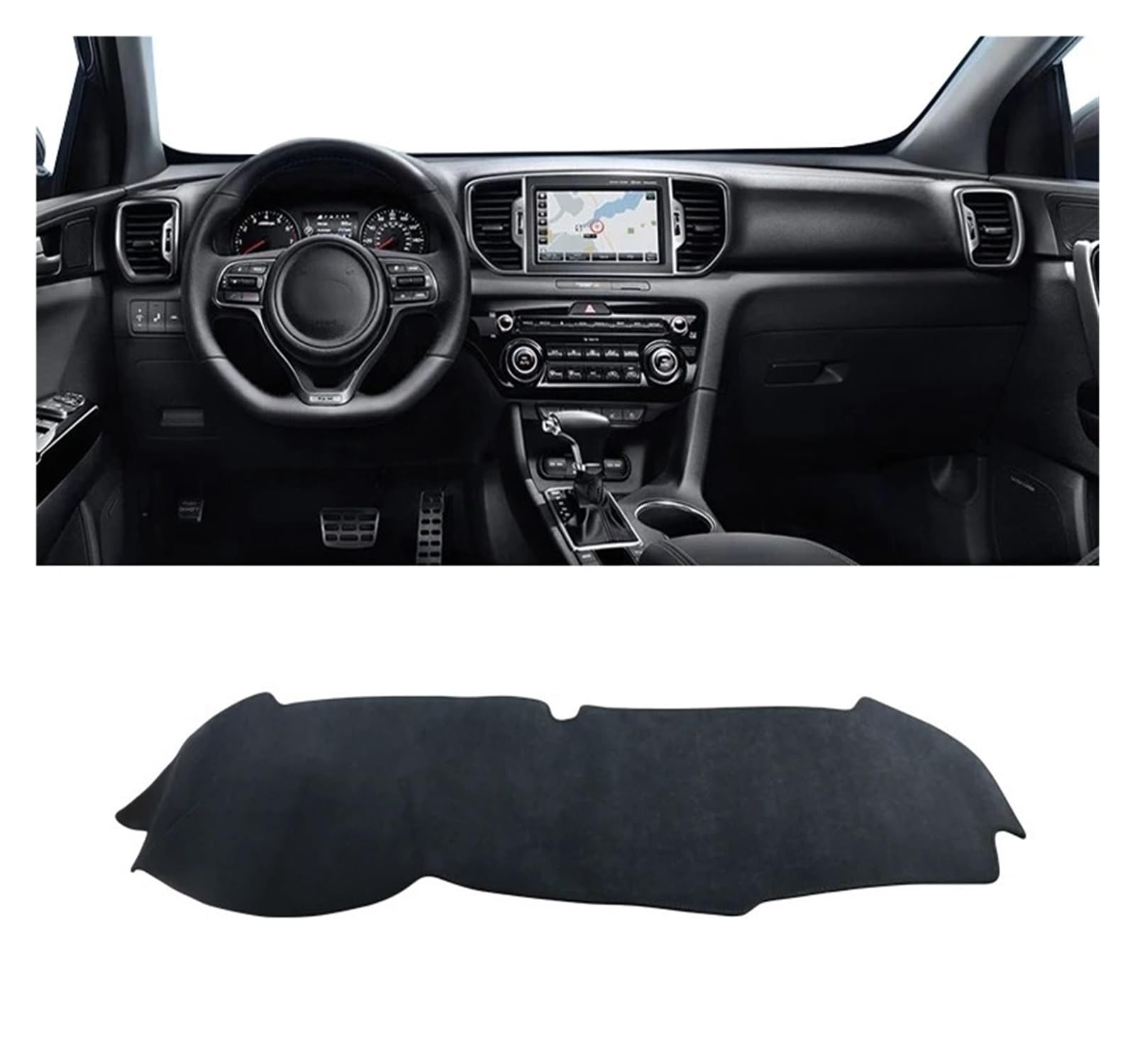 Auto-Armaturenbrett-Abdeckung Für Kia Für Sportage 4 QL 2016-2021 Auto Dashboard Abdeckung Sonnenschutz Vermeiden Licht Matten Non-Slip Pad Zubehör(B Black LHD) von BTHMGBAE