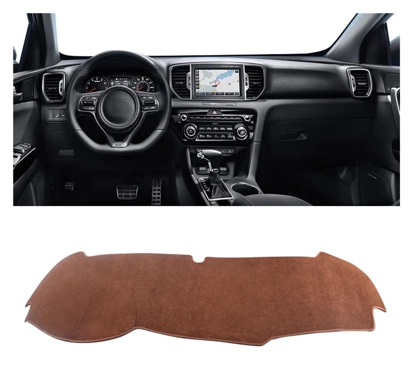 Auto-Armaturenbrett-Abdeckung Für Kia Für Sportage 4 QL 2016-2021 Auto Dashboard Abdeckung Sonnenschutz Vermeiden Licht Matten Non-Slip Pad Zubehör(B Brown LHD) von BTHMGBAE