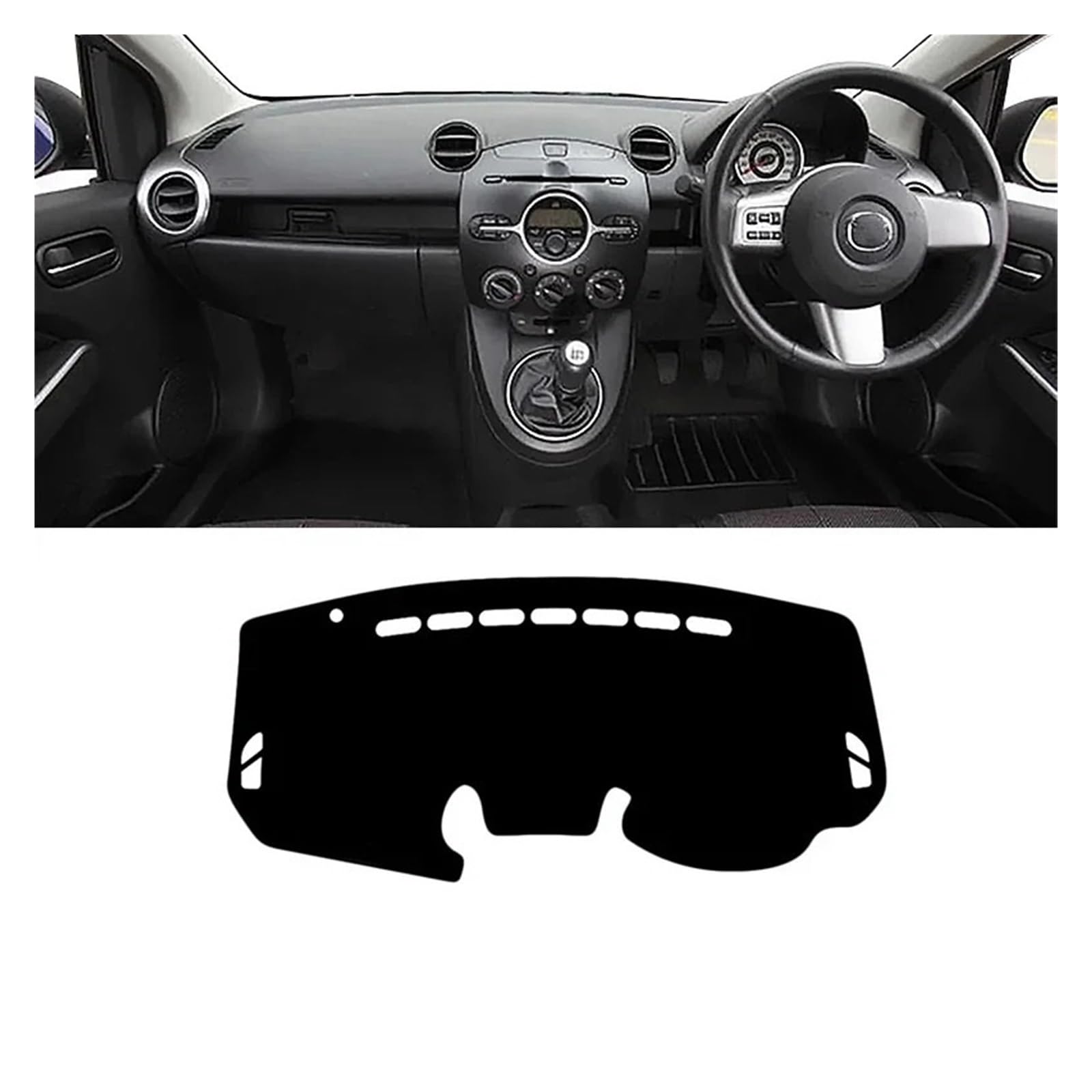 Auto-Armaturenbrett-Abdeckung Für Mazda 2 Für Demio 2007 2008 2009 2010 2011 2012 2013 2014 Auto Dashboard Matte Sonnenschutz Instrument Schreibtisch Abdeckung(A RHD Black Side) von BTHMGBAE