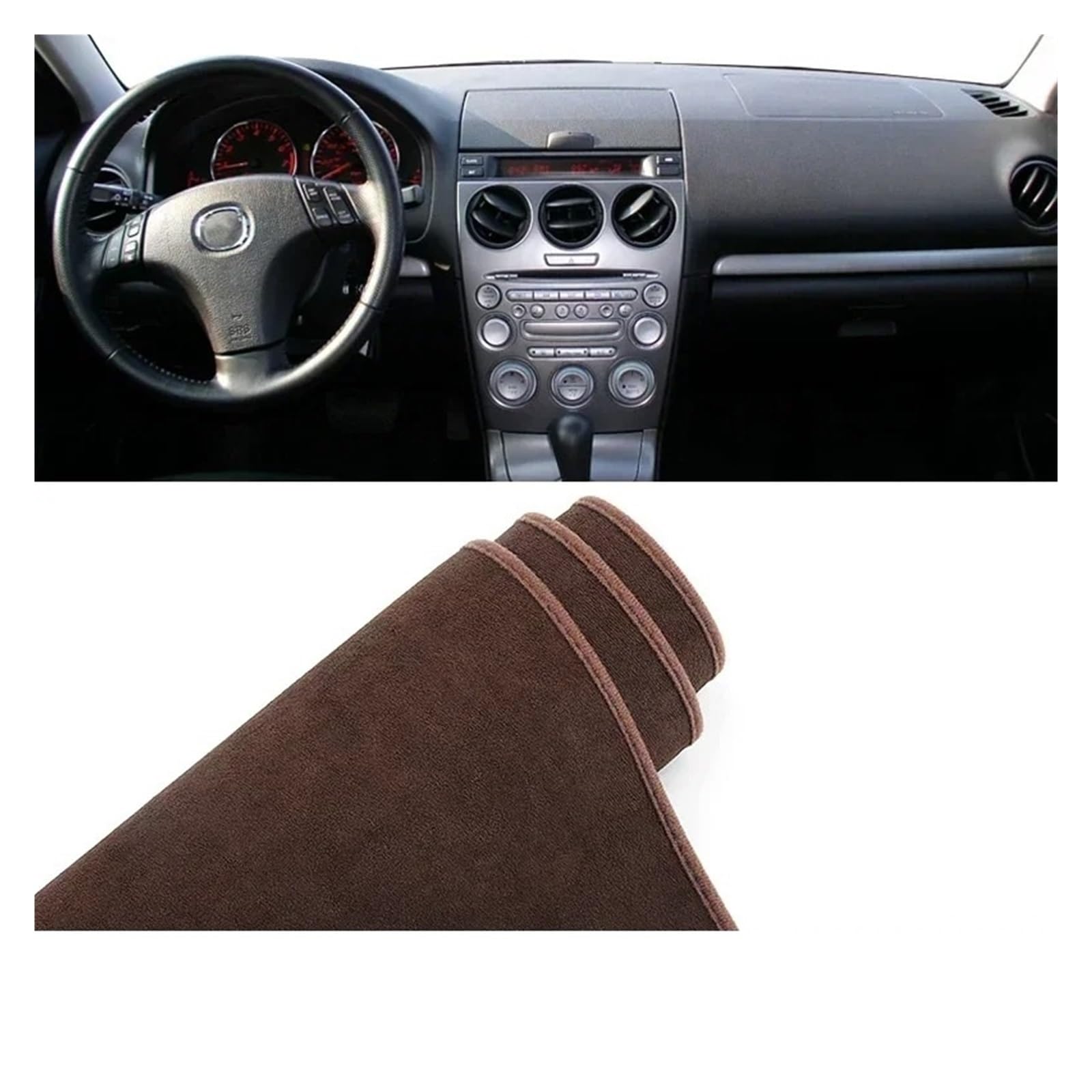 Auto-Armaturenbrett-Abdeckung Für Mazda 6 GG 2002 2003 2004 2005 2006 2007 Auto Dashboard Abdeckung Dash Matte Sonnenschutz Anti-Uv Nicht-Slip Pad Zubehör(B LHD Brown) von BTHMGBAE