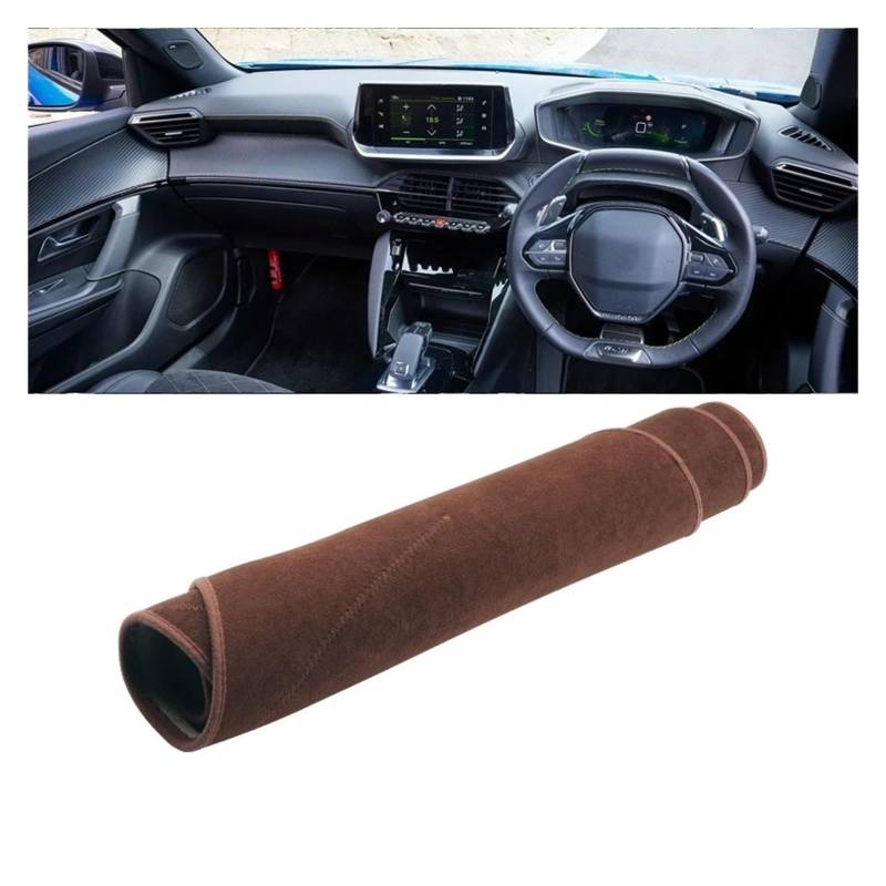 Auto-Armaturenbrett-Abdeckung Für Peugeot 2008 E2008 2019 2020 2021 2022 2023 Auto Dashboard Abdeckung Dash Matte Sonnenschutz Nicht-Slip Pad Zubehör(Brown RHD) von BTHMGBAE