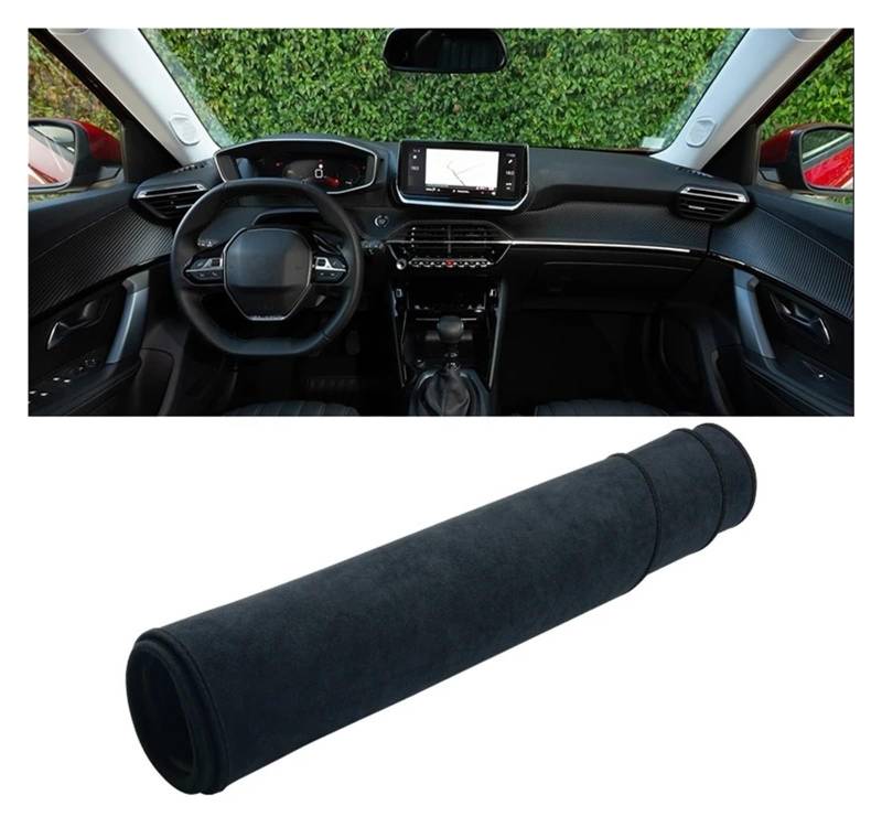 Auto-Armaturenbrett-Abdeckung Für Peugeot 2008 E2008 GT Linie 2019 2020 2021 2022 2023 Dashboard Abdeckung Vermeiden Licht Matte Sonnenschutz Anti-UV Teppich(Black LHD) von BTHMGBAE