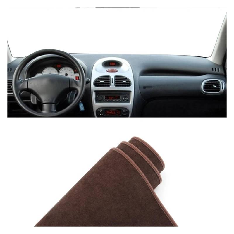 Auto-Armaturenbrett-Abdeckung Für Peugeot 206 206CC 206SW 2004-2008 LHD Auto Dashboard Abdeckung Matte Dash Board Sonnenschutz Pad Instrument Nicht-Slip Teppich(B Brown) von BTHMGBAE