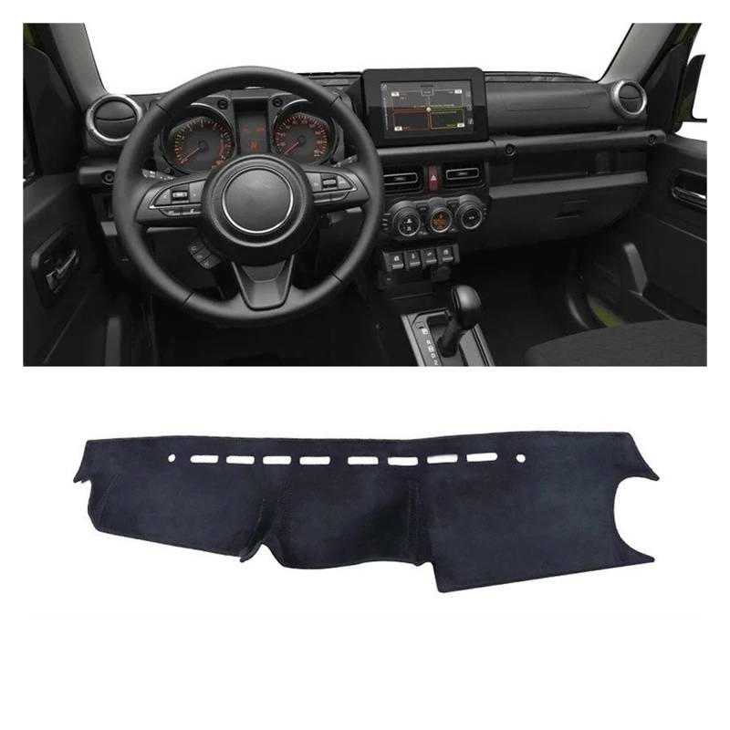 Auto-Armaturenbrett-Abdeckung Für Suzuki Für Jimny JB64 JB74 2019-2023 Auto Dashboard Abdeckung Vermeiden Licht Pad Sonnenschutz Anti-Uv Teppiche Nicht-rutsch Matten(LHD Black) von BTHMGBAE