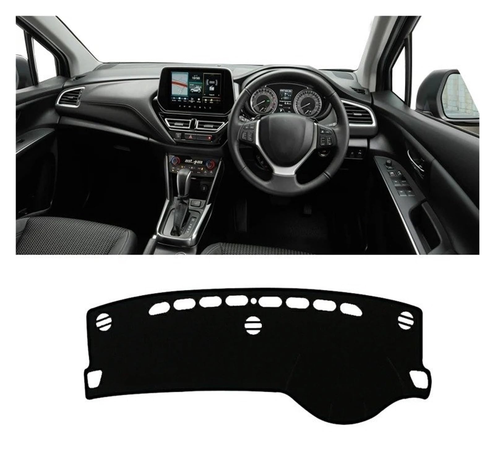 Auto-Armaturenbrett-Abdeckung Für Suzuki Für S-Cross MK3 2022-2024 Auto Dashboard Abdeckung Sonnenschutz Vermeiden Licht Matte Nicht-Slip Instrument Panel Teppich(A RHD Black Side) von BTHMGBAE