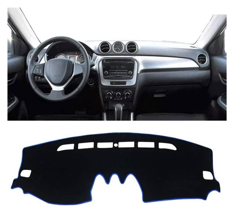 Auto-Armaturenbrett-Abdeckung Für Suzuki Für Vitara LY 2015 2016 2017 2018 2019 2020 2021 2022 Auto Dashboard Abdeckung Vermeiden Licht Matte Instrument Teppich(A LHD Blue Side) von BTHMGBAE