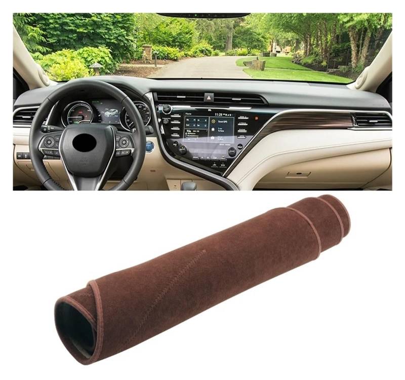 Auto-Armaturenbrett-Abdeckung Für Toyota Für Camry XV70 2018 2019 2020 2021 2022 2023 2024 Auto Dashboard Abdeckung Dash Matte Sonnenschutz Pad Zubehör(B LHD Brown) von BTHMGBAE