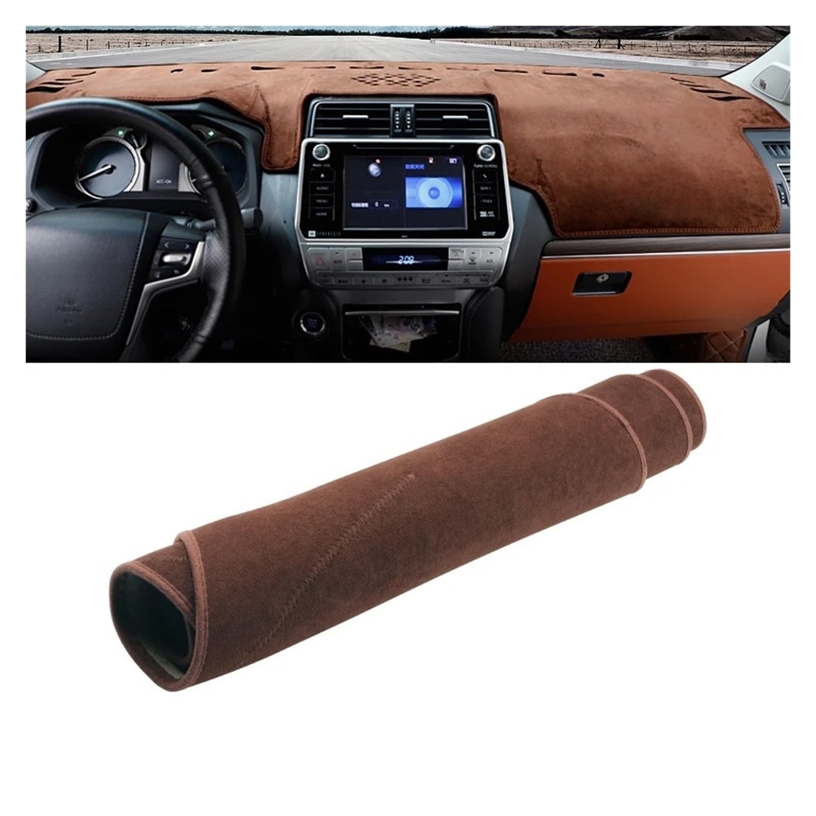 Auto-Armaturenbrett-Abdeckung Für Toyota Für Land Für Cruiser Für Prado 150 FJ150 2010-2020 Auto Dashboard Abdeckung Dash Matte Sonnenschutz Nicht-Slip Pad Zubehör(B Brown LHD) von BTHMGBAE