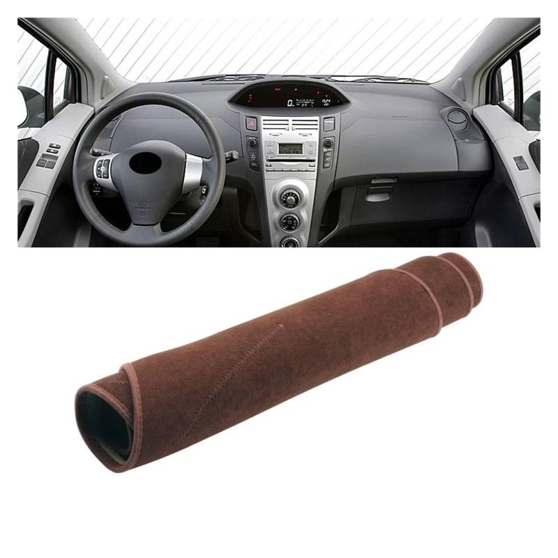 Auto-Armaturenbrett-Abdeckung Für Toyota Für Yaris Für Vitz 2006 2007 2008 2009 2010 2011 Auto Dashboard Abdeckung Dash Matte Sonnenschutz Nicht-Slip Pad Zubehör(B Brown LHD) von BTHMGBAE