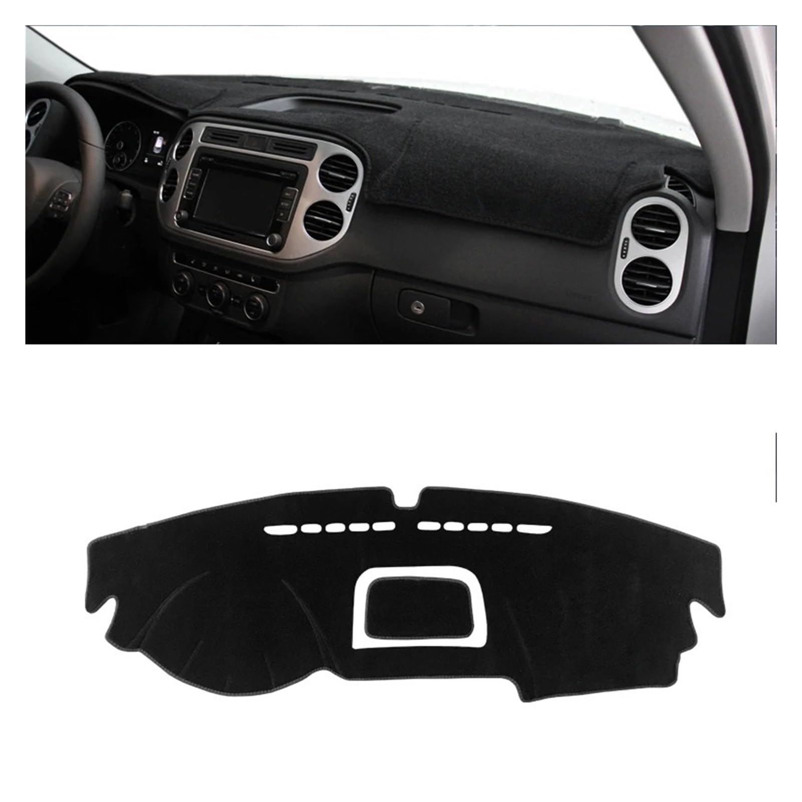 Auto-Armaturenbrett-Abdeckung Für VW Für Tiguan MK1 2007 2008 2009 2010 2011 2012 2013 2014 2015 Auto Dashboard Abdeckung Dash Matte Sonnenschutz Pad Zubehör(A Black Side LHD) von BTHMGBAE