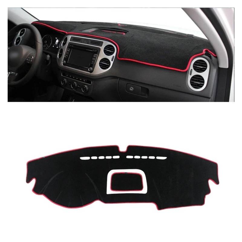 Auto-Armaturenbrett-Abdeckung Für VW Für Tiguan MK1 2007 2008 2009 2010 2011 2012 2013 2014 2015 Auto Dashboard Abdeckung Dash Matte Sonnenschutz Pad Zubehör(A Red Side LHD) von BTHMGBAE