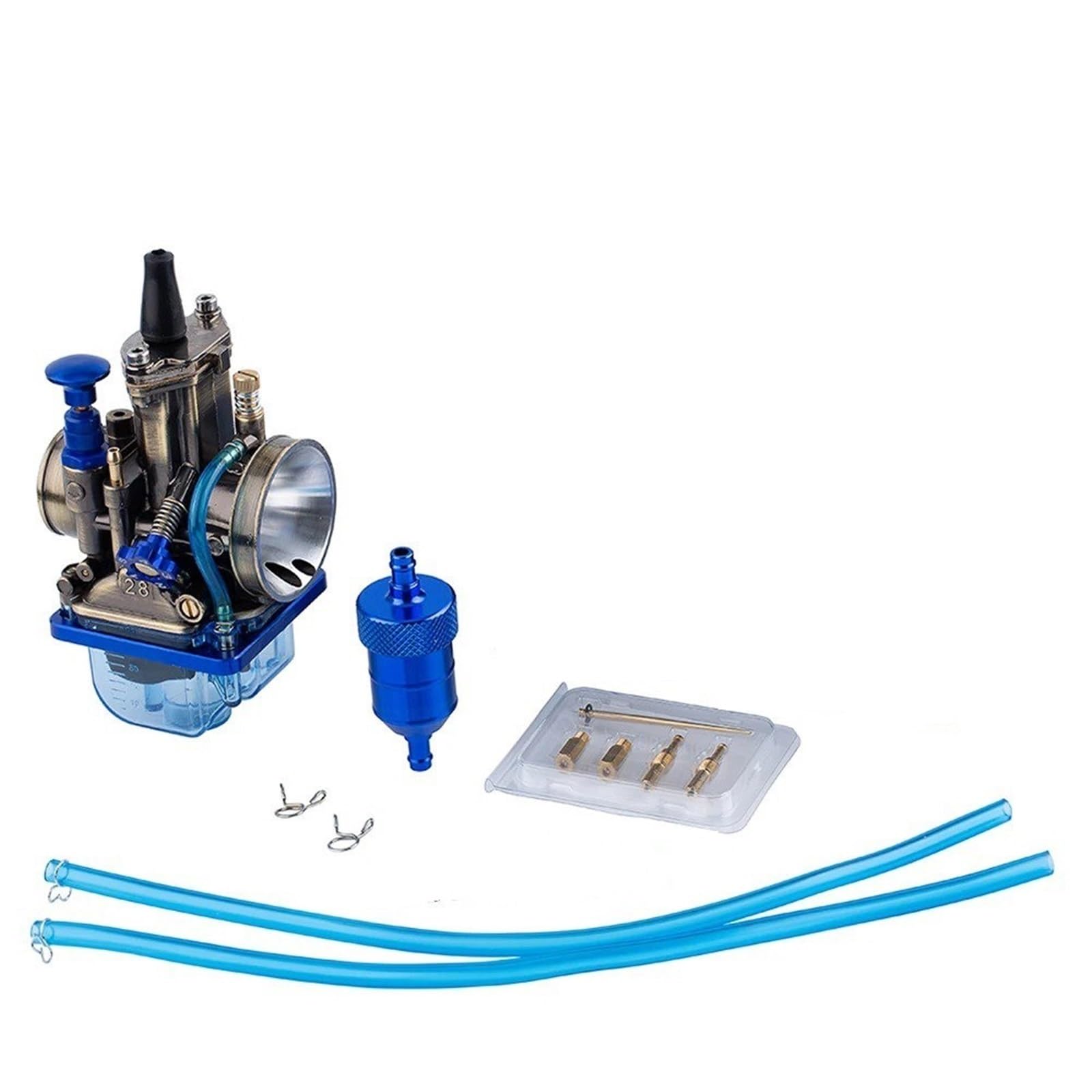 Für Mikuni Für Jet Für PWK 21 24 26 28 30 32 34mm Motorrad Modifizierte Teile Vergaser Power Motocross Flache Vorhang Vergaser Motorrad Vergaser(Blue 28mm) von BTHMGBAE