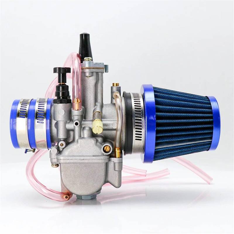 Für PWK 21 24 26 28 30 32 34mm Keihin Vergaser Mit Luftfilter 2/4T Carb Fit Motorrad Motocross Dit Pit Bike Moped Für CB Motorrad Vergaser(21mm Blue) von BTHMGBAE