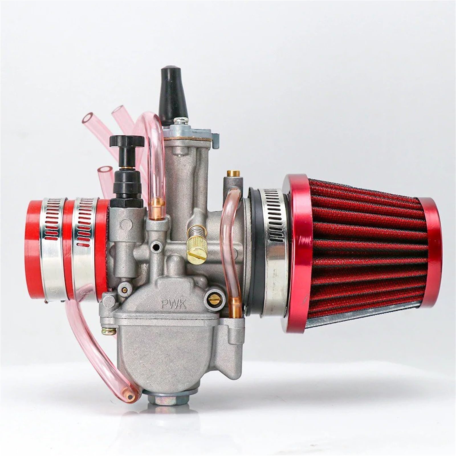 Für PWK 21 24 26 28 30 32 34mm Keihin Vergaser Mit Luftfilter 2/4T Carb Fit Motorrad Motocross Dit Pit Bike Moped Für CB Motorrad Vergaser(24mm RED) von BTHMGBAE