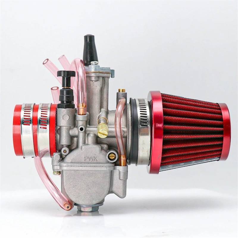 Für PWK 21 24 26 28 30 32 34mm Keihin Vergaser Mit Luftfilter 2/4T Carb Fit Motorrad Motocross Dit Pit Bike Moped Für CB Motorrad Vergaser(26mm RED) von BTHMGBAE