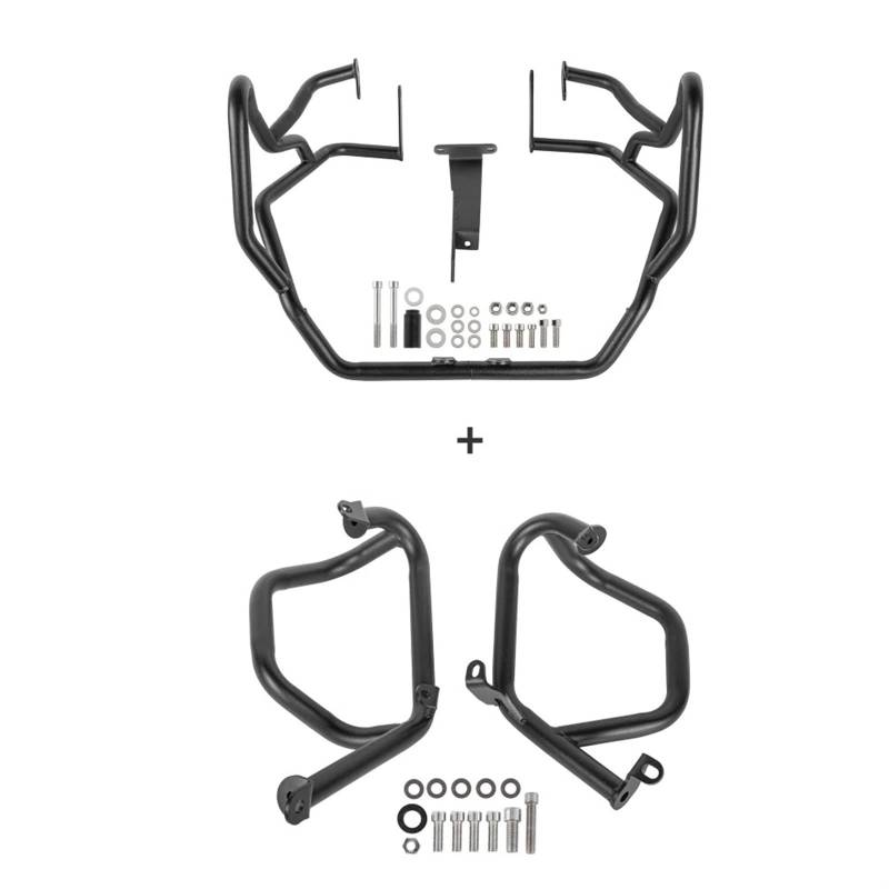 Motorrad Sturzbügel Für F 750GS Für F750GS 2018-2023 Motorschutzbügel Sturzbügel Stoßstange Motorrad Oberer Oder Unterer Verkleidungsrahmenschutz Edelstahl Motor Stoßfänger(A Set-Black) von BTHMGBAE