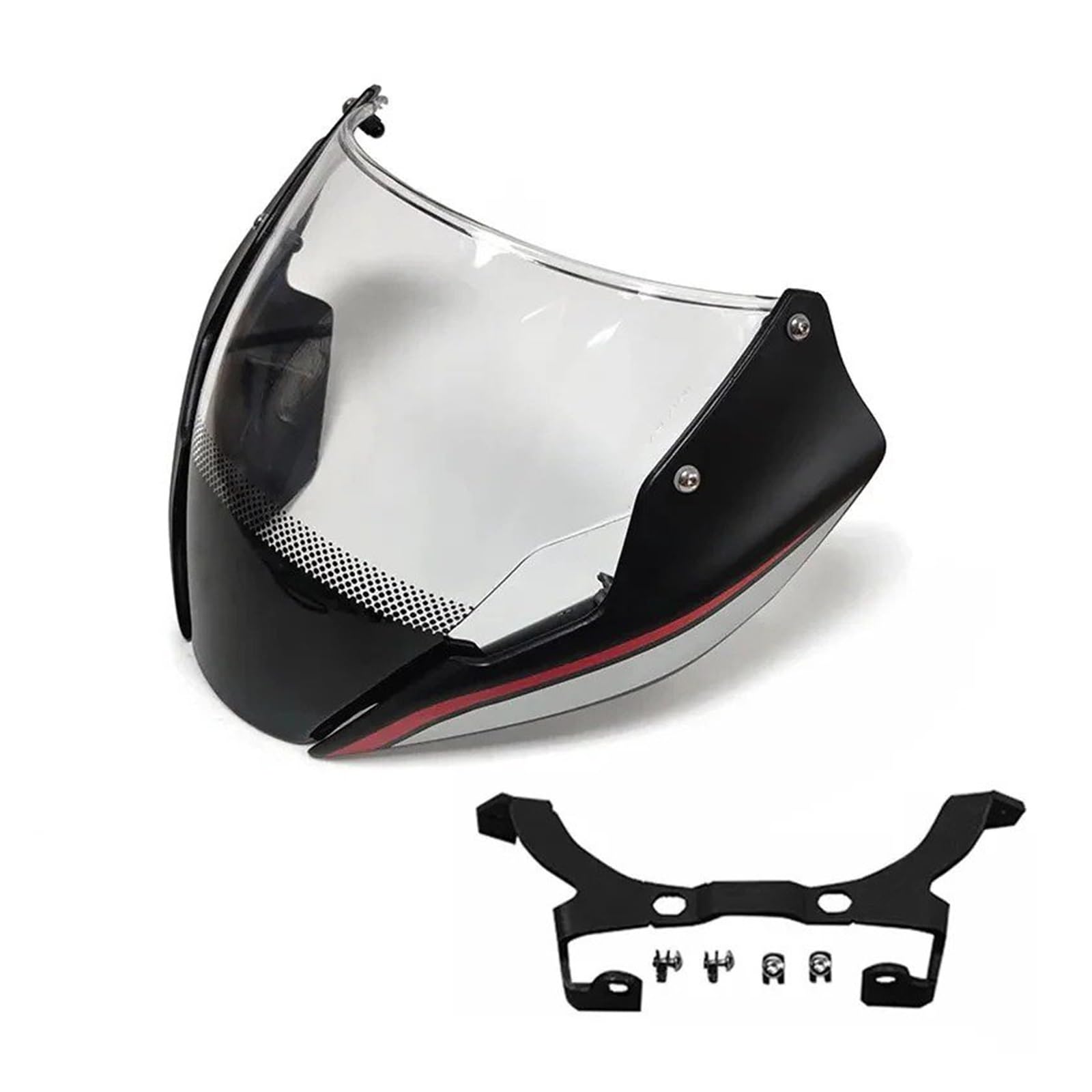 Motorrad Wind Luftabweiser Für Ducati Für Monster 797 821 1200S 2014-2016 Windschutzscheibe Rauchabweiser Mit Halterung Montage Schrauben Windschild Spoiler(Black Red Silver) von BTHMGBAE