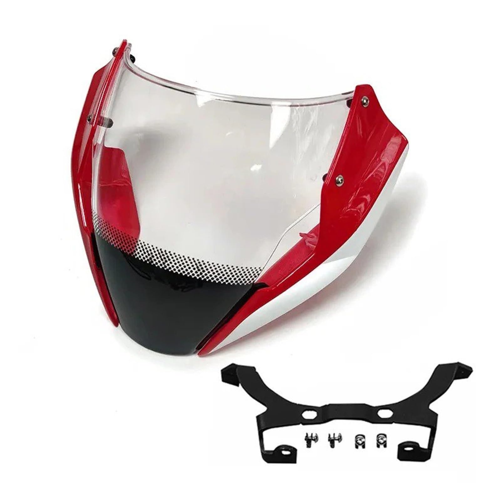 Motorrad Wind Luftabweiser Für Ducati Für Monster 797 821 1200S 2014-2016 Windschutzscheibe Rauchabweiser Mit Halterung Montage Schrauben Windschild Spoiler(Red White) von BTHMGBAE