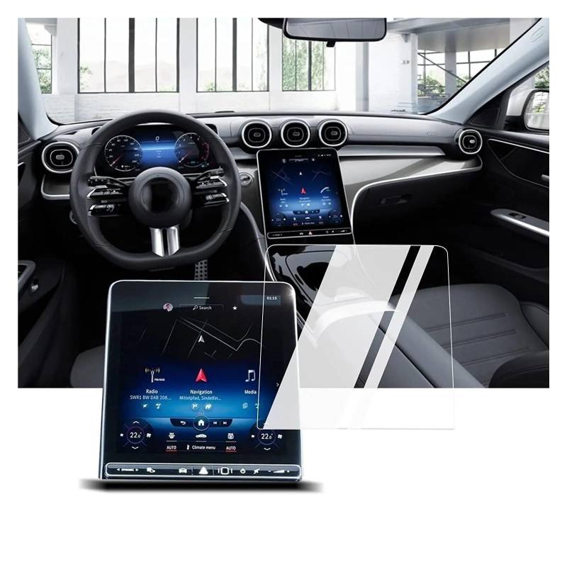 Navigation Displayschutzfolie Für Benz Für C-Klasse Für C250 2022 2023 Gehärtetes Glas Displayschutzfolie 11,9-Zoll-Touchscreen Und Instrument Navigation Panzerglas Schutzfolie(for GPS) von BTHMGBAE