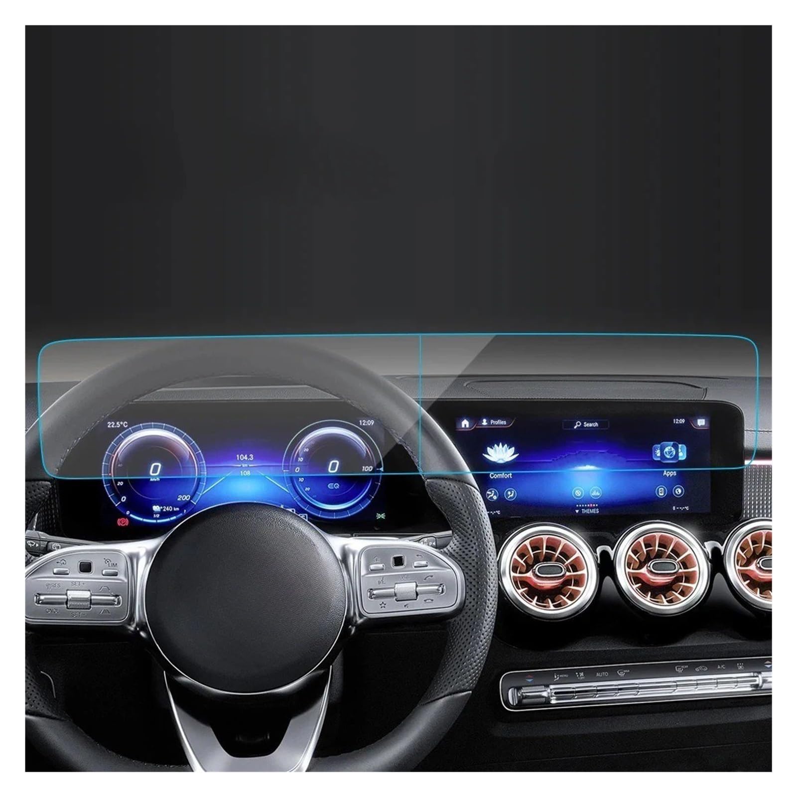 Navigation Displayschutzfolie Für Benz Für EQB 2023 Auto Aufkleber Screen Protector Navigator Display Gehärtetem Glas Schutz Film Auto Zubehör Navigation Panzerglas Schutzfolie(Blue) von BTHMGBAE