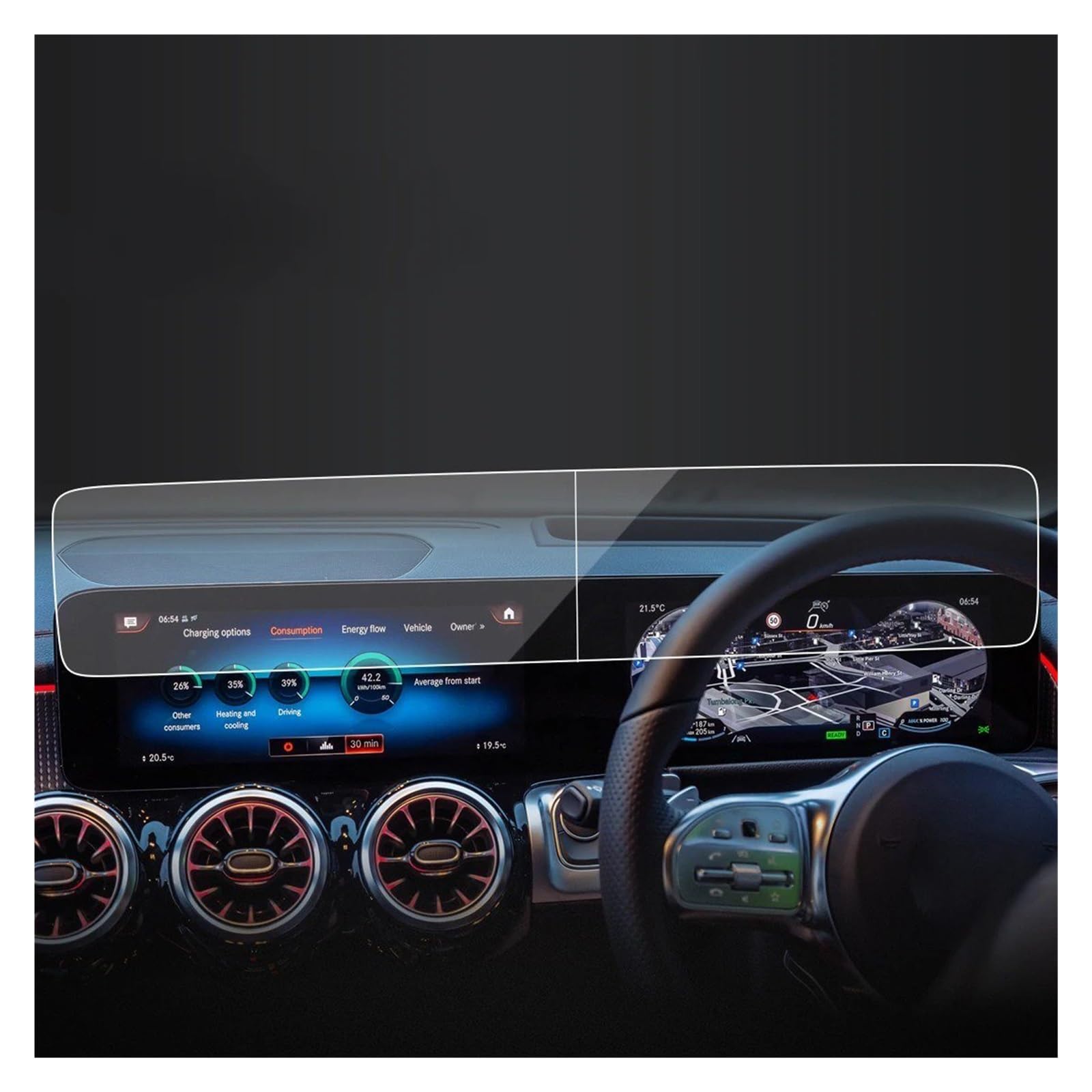 Navigation Displayschutzfolie Für Benz Für EQB 2023 Auto Aufkleber Screen Protector Navigator Display Gehärtetem Glas Schutz Film Auto Zubehör Navigation Panzerglas Schutzfolie(HD R) von BTHMGBAE