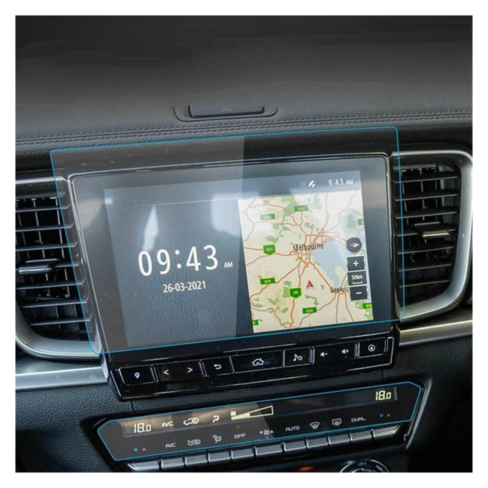 Navigation Displayschutzfolie Für Mazda Für BT-50 2023 Auto Zubehör Screen Protector Konsole Gehärtetem Glas Schutz Film Navigator Schutz Navigation Panzerglas Schutzfolie(21-23 1SET Blue) von BTHMGBAE