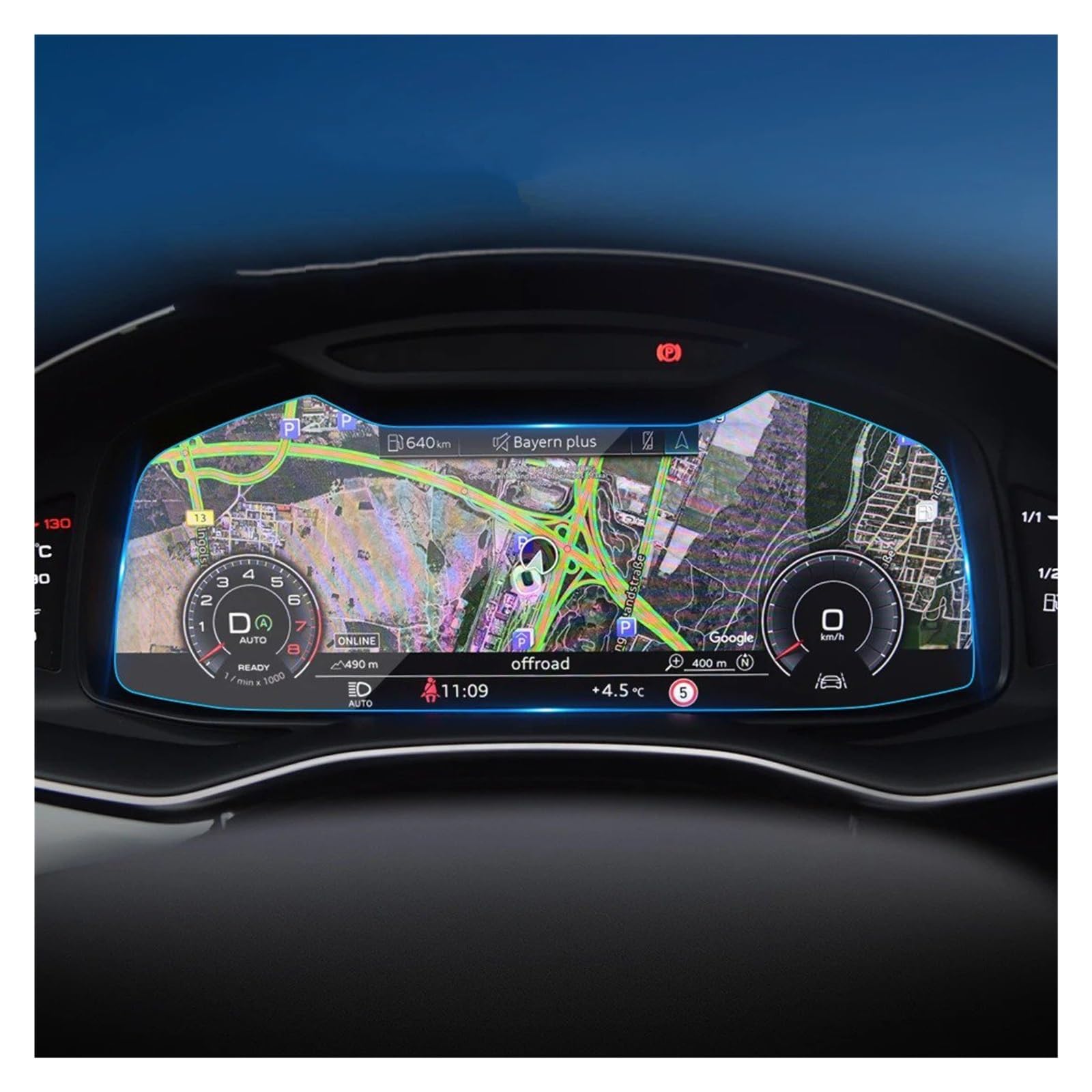 Navigation Displayschutzfolie Für Q7 2023 Auto Aufkleber Screen Protector Navigator Display Gehärtetem Glas Schutz Film Auto Fahrzeuge Navigation Panzerglas Schutzfolie(Blue Speed) von BTHMGBAE