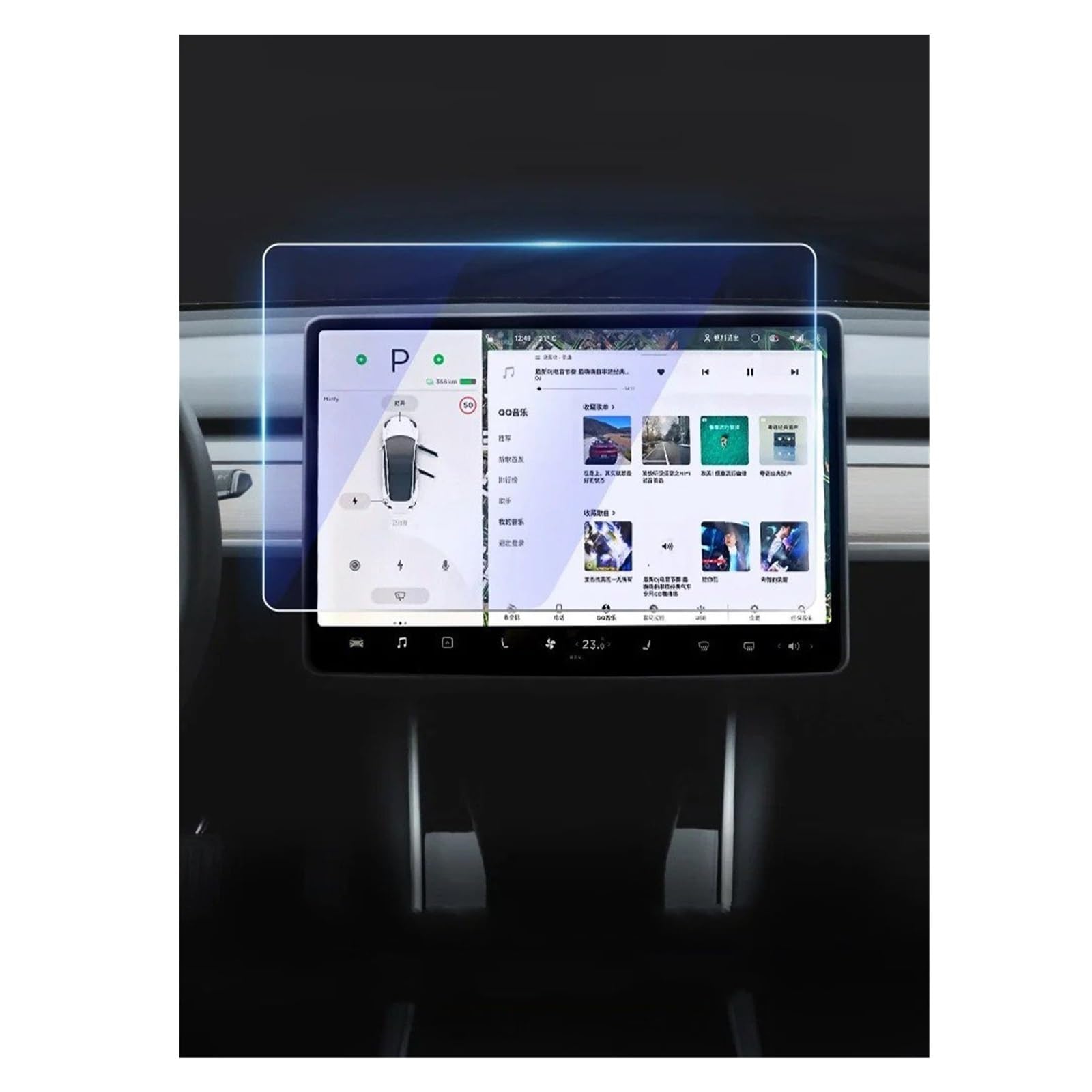 Navigation Displayschutzfolie Für Tesla Für Modell 3 YX 2023-2021 Gehärtetem Glas Screen Protector Center Control Zubehör HD Film Schutz Navigation Panzerglas Schutzfolie(Blue) von BTHMGBAE