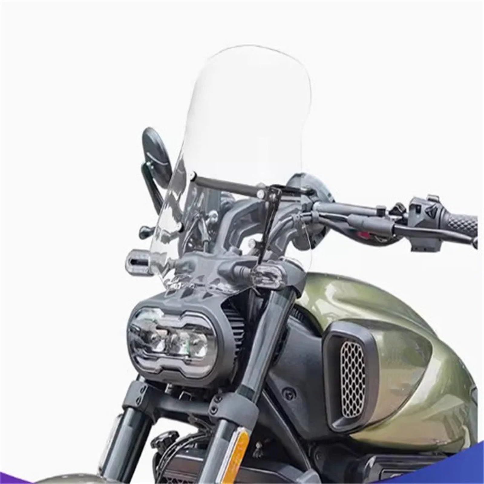 Windschild Motorrad Für VOGE Für CU525 Motorrad-Windschutzscheibe Modifizierte Windschutzscheibe Modifizierte Frontscheiben-Montagehalterung Mit Erweiterter Querstrebe Deflektor Windschutzscheibe(54cm von BTHMGBAE