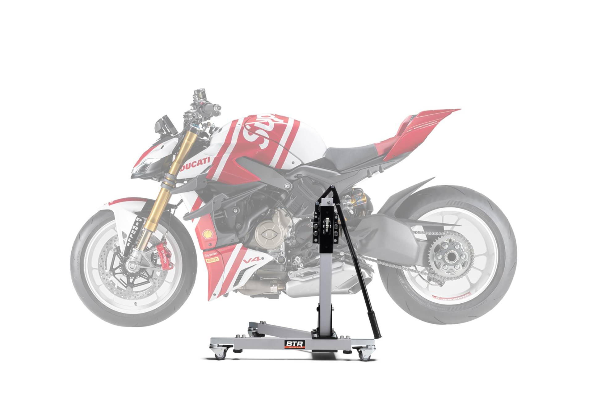 Zentralständer EVOLIFT® für Ducati Streetfighter V4 Supreme 24 Shadow Edition (Grundfarbe: Grau) von BTR Born to Ride