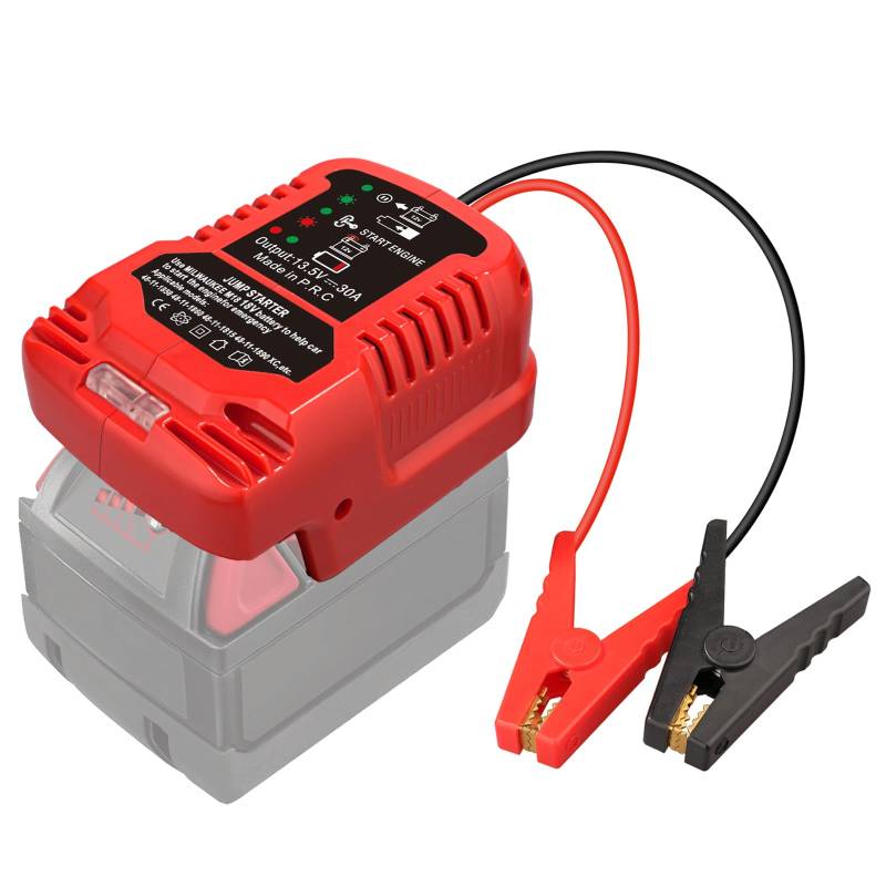 BTRUI Auto Jump Starter Adapter für Milwaukee M18 Akku, 11AWG Kabel umwandeln zu Jumper Starter Automotive Booster, Jump kit Kabel für Autobatterie (NO Batterie) von BTRUI