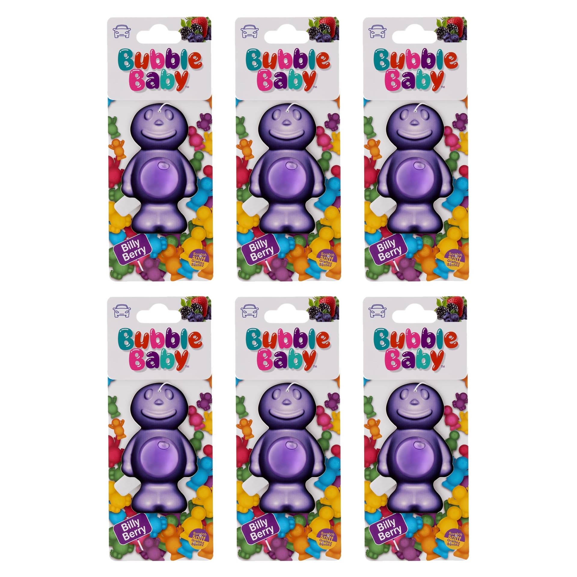 BUBBLEBABY Auto-Lufterfrischer und Geruchsbeseitiger, Beerenduft (6er-Pack) von BUBBLEBABY