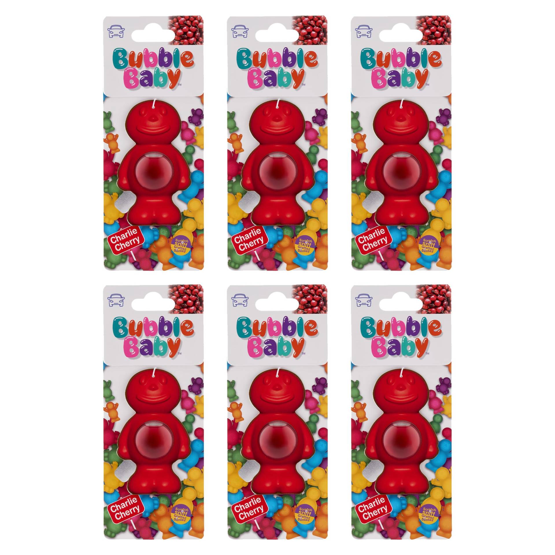 BUBBLEBABY Auto-Lufterfrischer und Geruchsbeseitiger, Kirschduft (6er-Pack) von BUBBLEBABY