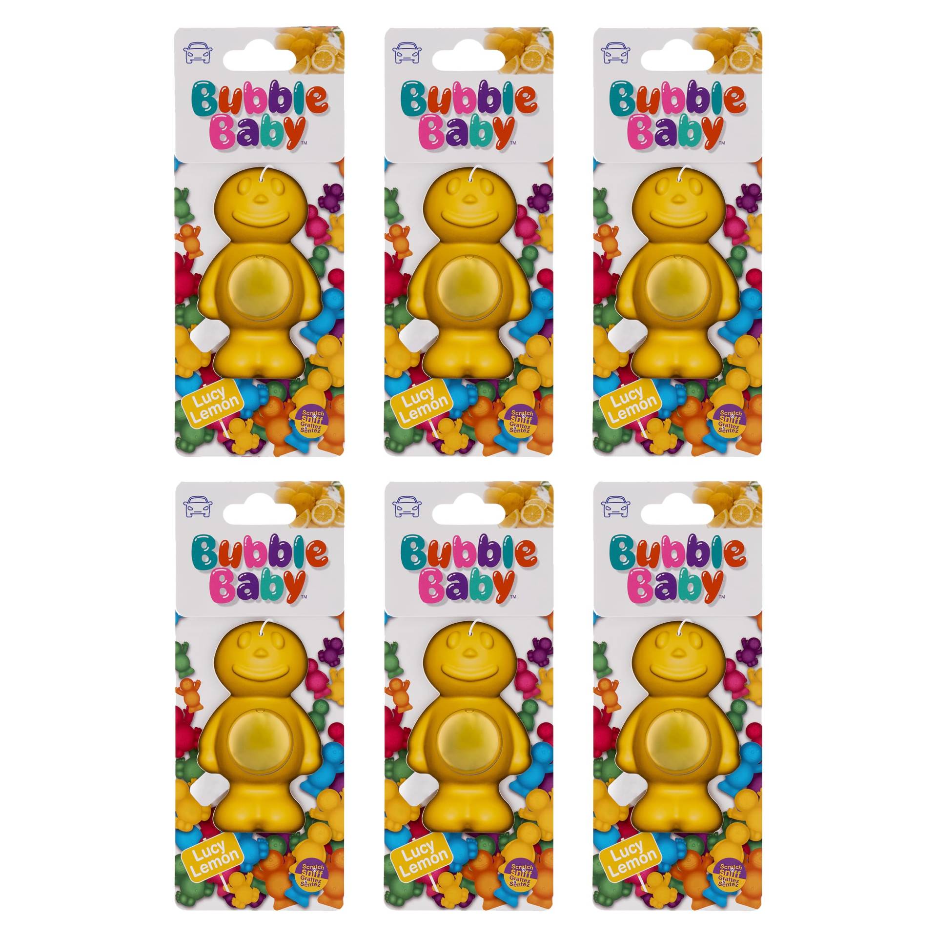 BUBBLEBABY Auto-Lufterfrischer und Geruchsbeseitiger, Zitronenduft (6er-Pack) von BUBBLEBABY