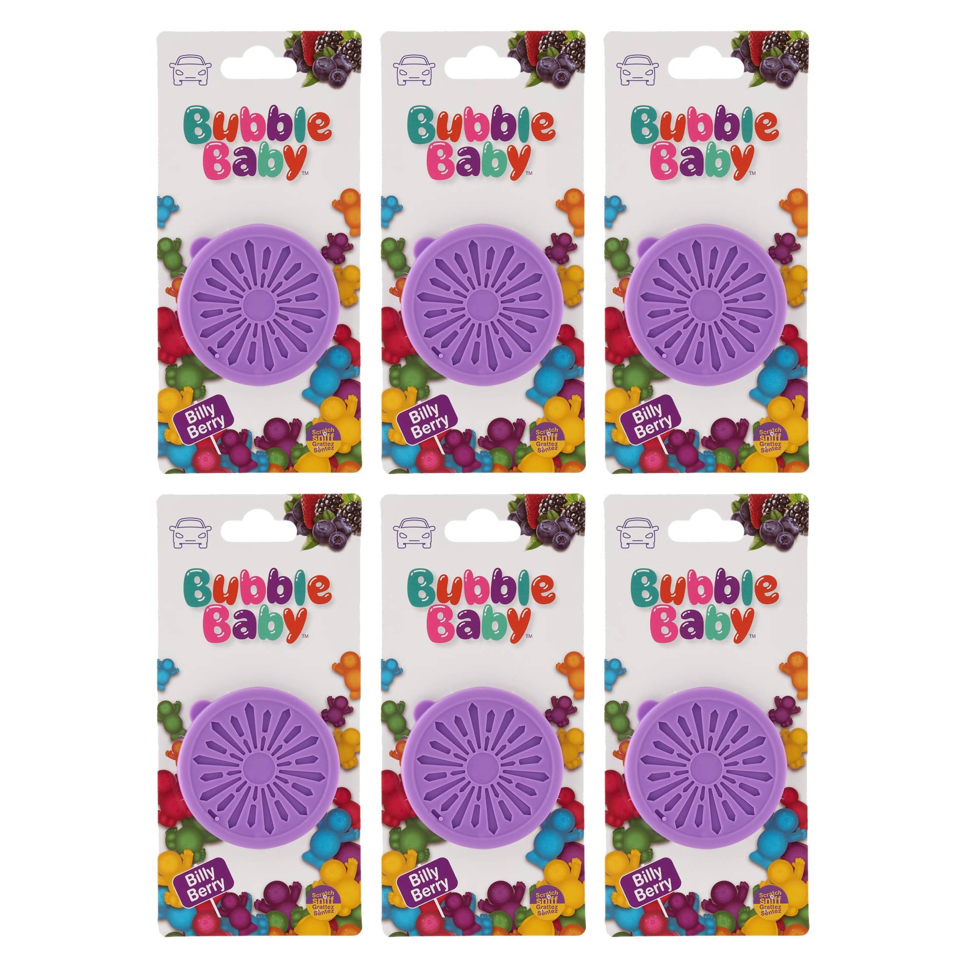 BUBBLEBABY Langlebiger Auto-Lufterfrischer und Geruchsbeseitiger, Bio-Beeren in der Wanne (6er-Pack) von BUBBLEBABY