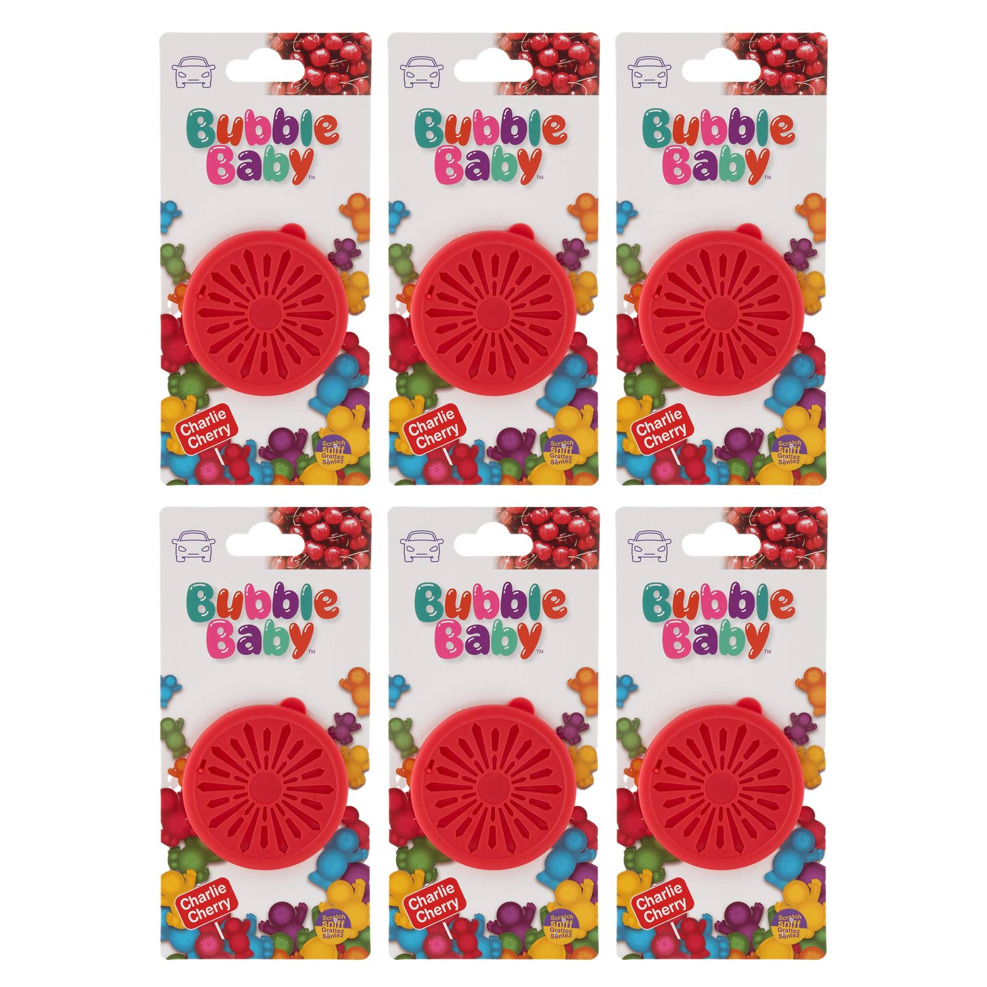 BUBBLEBABY Langlebiger Auto-Lufterfrischer und Geruchsbeseitiger, Bio-Kirschtube (6er-Pack) von BUBBLEBABY