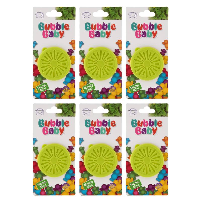 BUBBLEBABY Langlebiger Auto-Lufterfrischer und Geruchsbeseitiger in Bio-Minze-Dose (6er-Pack) von BUBBLEBABY