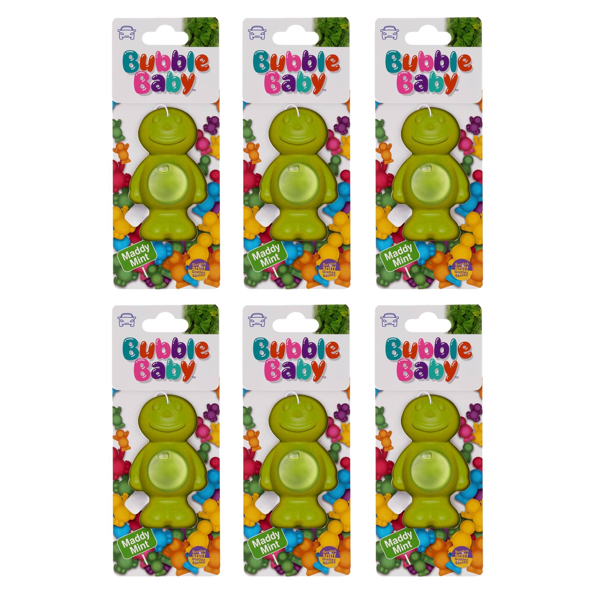 BUBBLEBABY Lufterfrischer und Geruchsbeseitiger für Autos, Minzduft (6er-Pack) von BUBBLEBABY