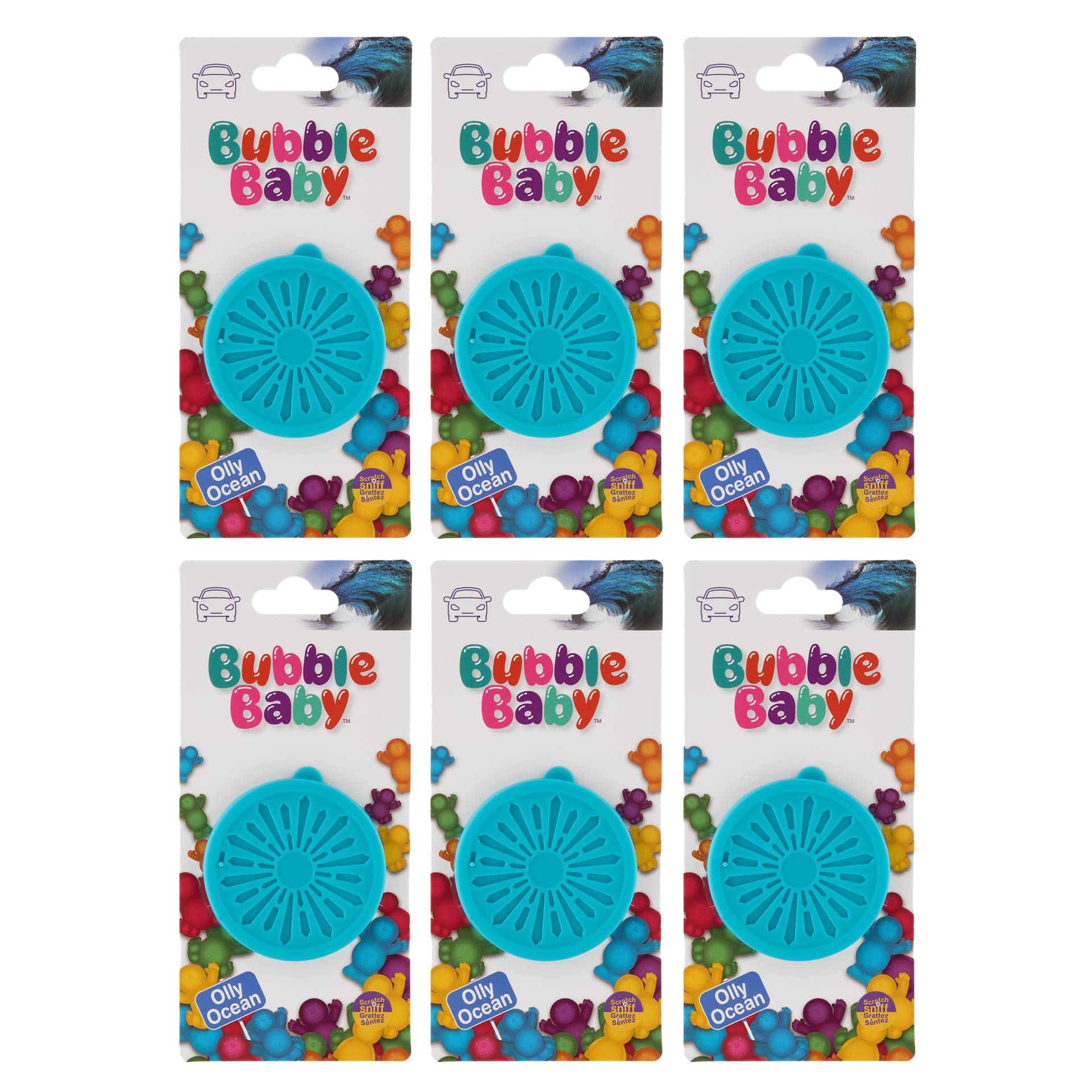 BUBBLEBABY Organic Tub Ocean Spa Langlebiger Auto-Lufterfrischer und Geruchsbeseitiger (6er-Pack) von BUBBLEBABY