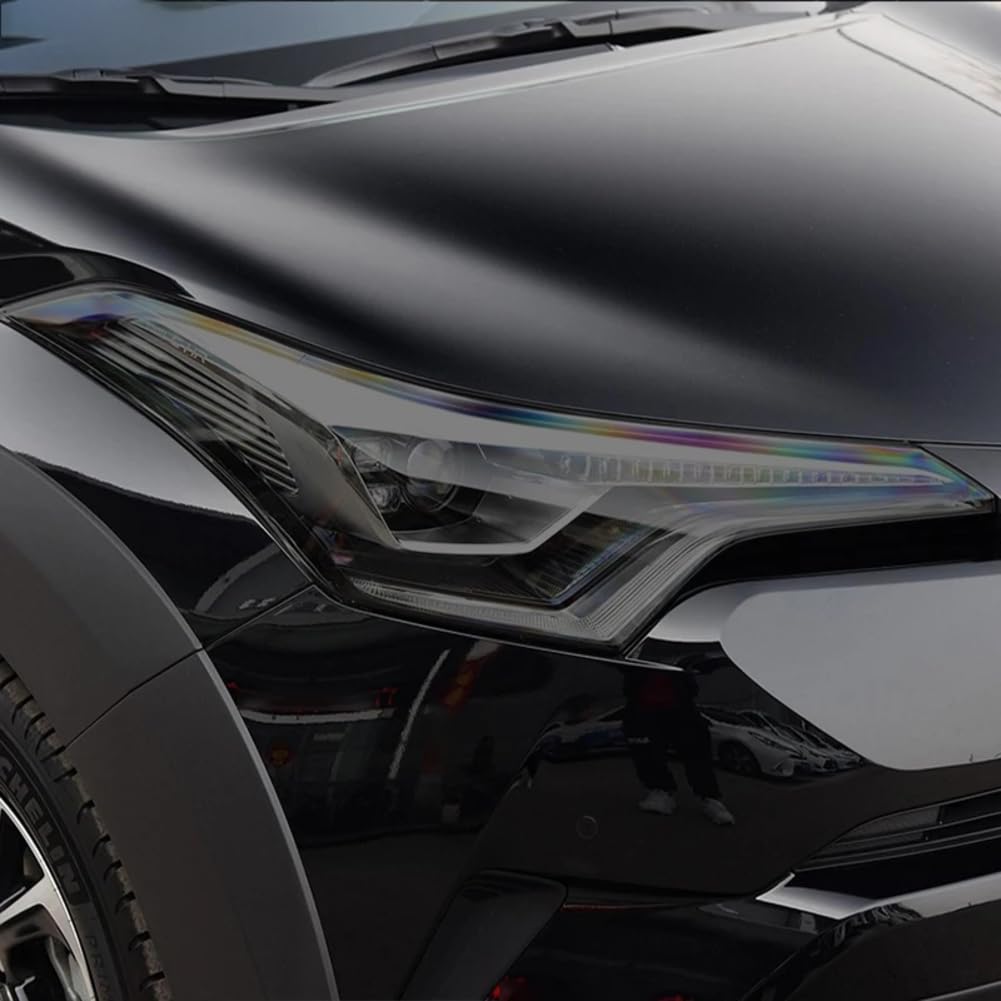 2 Stück Autoscheinwerfer-Schutzfolie, geräucherter schwarzer Tönungsfolien-Vinyl-transparenter TPU-Aufkleber, für Toyota CHR 2018 2019 2020 2021 von BUCAODA