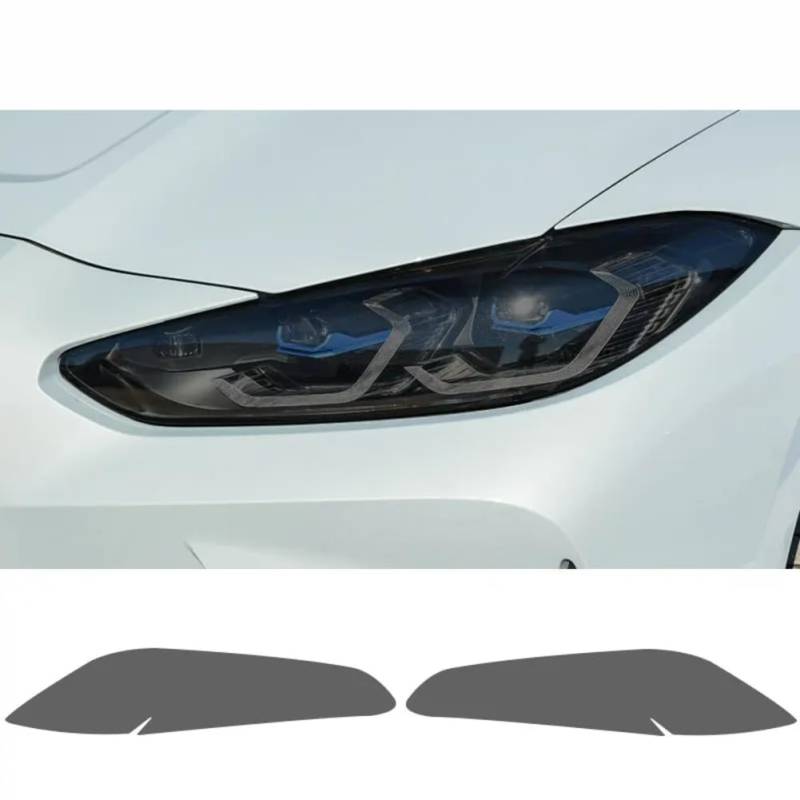 2 Stück M Performance Autoscheinwerfer Schutzfolie Frontlicht Transparent Rauchschwarz TPU Aufkleber, Für BMW M3 G80 G81 2021 2022 von BUCAODA