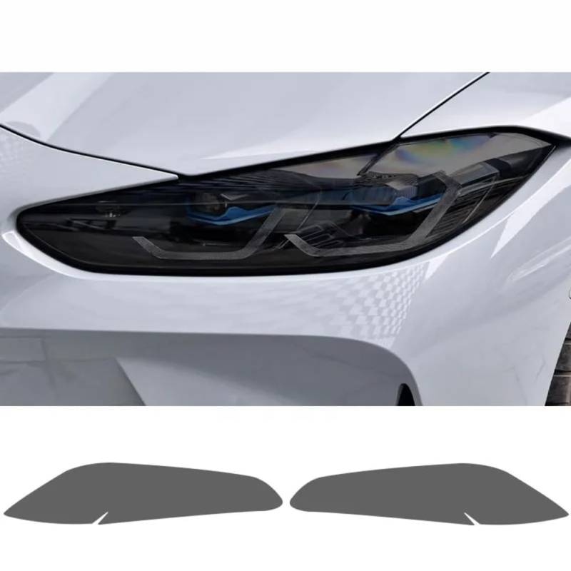 2 Stück M Performance Autoscheinwerfer Schutzfolie Frontlicht Transparent Rauchschwarz TPU Aufkleber, Für BMW M4 G82 G83 2021 2022 von BUCAODA