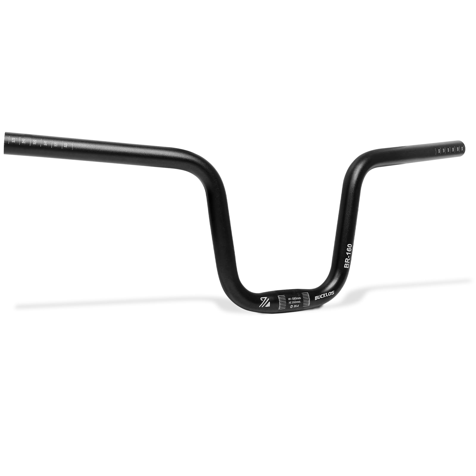 BUCKLOS Mountainbike-Lenker 25,4 mm – 120/160 mm Rise MTB Aluminiumlegierung Lenker – 580 mm High Rise Fahrrad Riser Lenker für E-Bike, Faltrad, Downhill Racing. von BUCKLOS