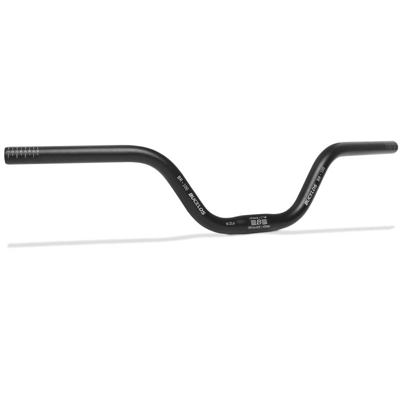 BUCKLOS Mountainbike-Lenker 25,4 mm – 20/100 mm Rise MTB Aluminiumlegierung Lenker – 620/720 mm extra lange Fahrrad-Riser-Lenker für E-Bike, Klapprad, Downhill-Rennen. von BUCKLOS