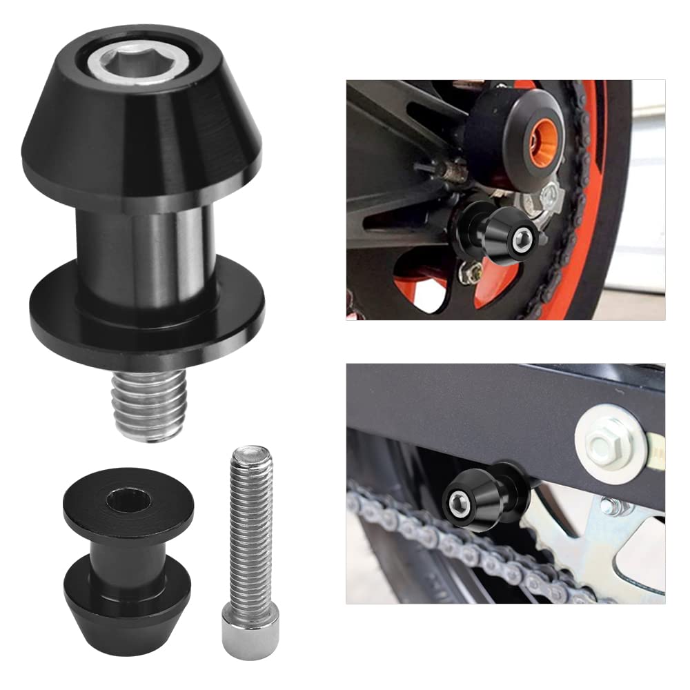 BUENTYA 2 Stücke Bobbins Motorrad Prismabuchsen M8 Racingadapter Aluminium Schwingenadapter Schwarz Schwenkarmspule Ständeraufnahme Schwingenschutz Motorradschwinge Montageständer für Motorrad von BUENTYA